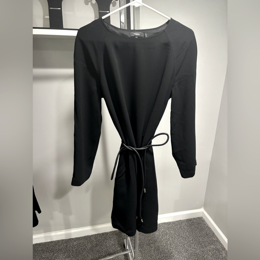 Theory Black Long Sleeve Dress with Belt